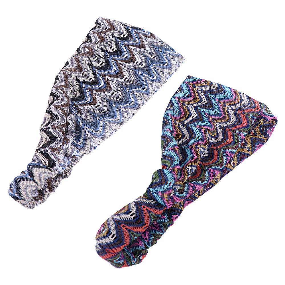 Non Slip Lace Hairbands Colorful Wide Side Head Wrap Sweet Wave Mesh Headband Party