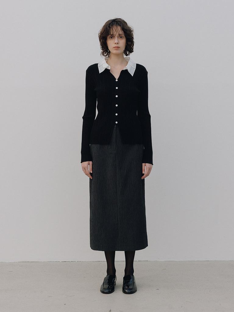 HUNCH Patch Collar Ribbed Knit-Pullover (3Color)