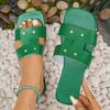 Fashion cross-riveted slippers women's summer wear non-slip soft-soled beach shoes casual open-toe sandals