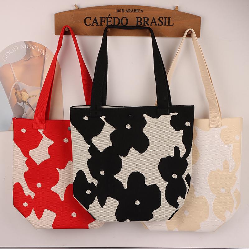 Korean Simple Knitted Shoulder Bag Chic Large Capacity Tote Bag Ladies Casual Handbag  Versatile Shoulder Bags
