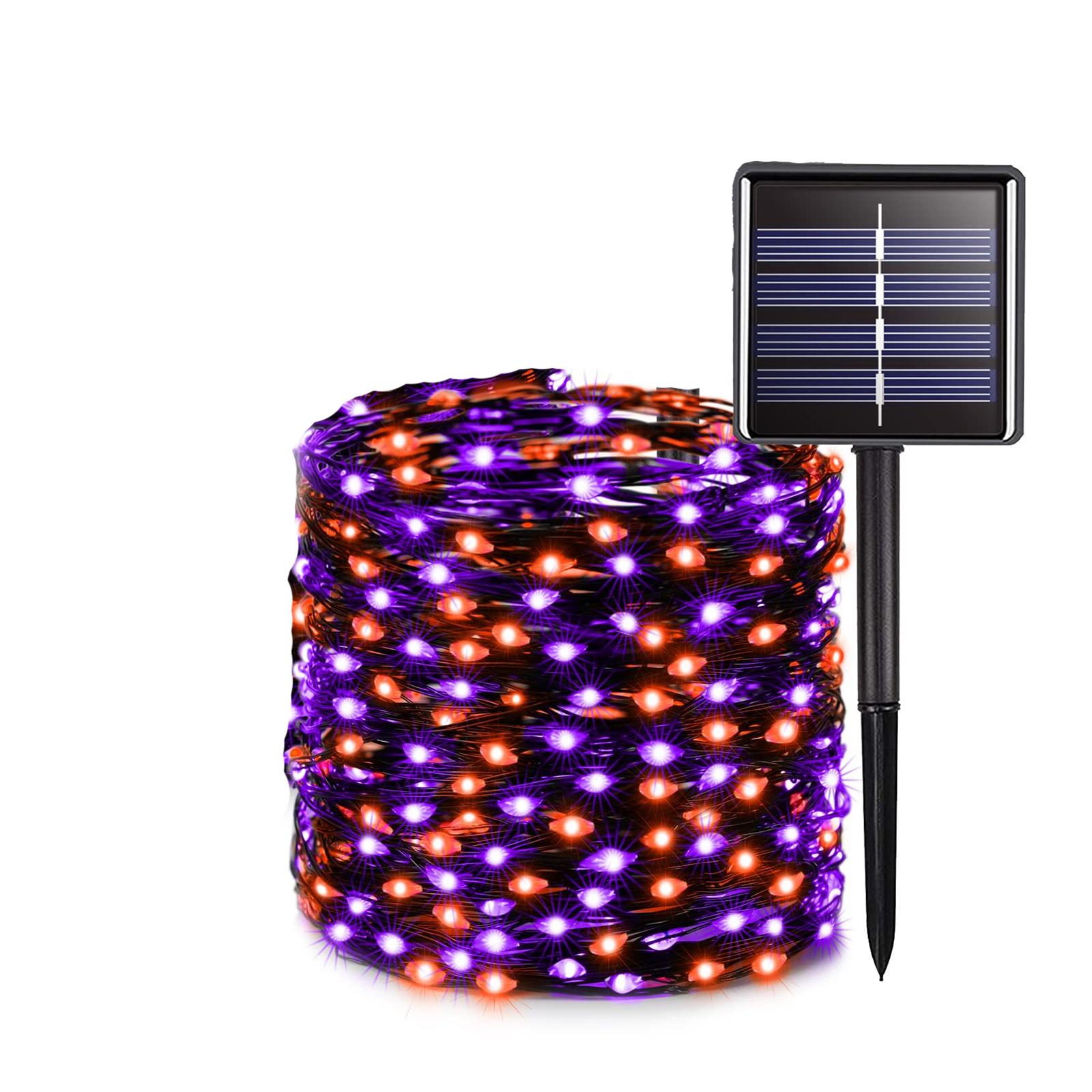 

Black Wire String Light Solar Halloween Purple Fairy String Light 8Modes Indoor Wedding Christmas Garland Party Decoration