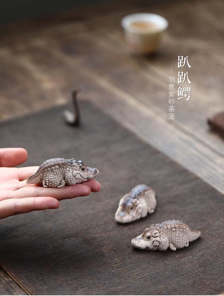 Handmade Purple Clay Alligator Tea Pet Financial Croc Tea Ceremony Accessory Desk Decor