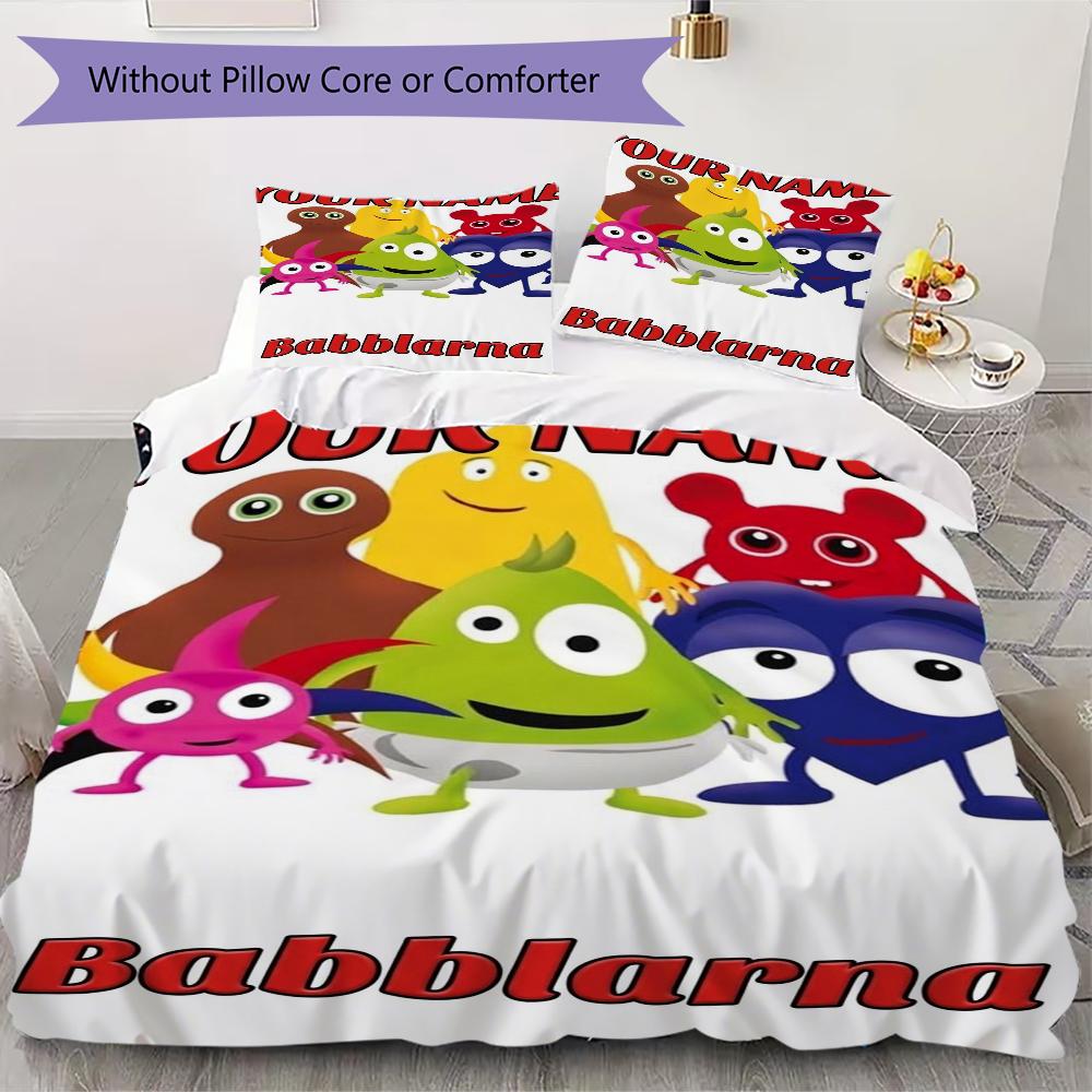 Custom Name Babblarna Pattern Bedding uilt Set uilt Cover Pillowcase Home Decoration Birthday Gift (1*duvet cover+2*pillowcase without core)