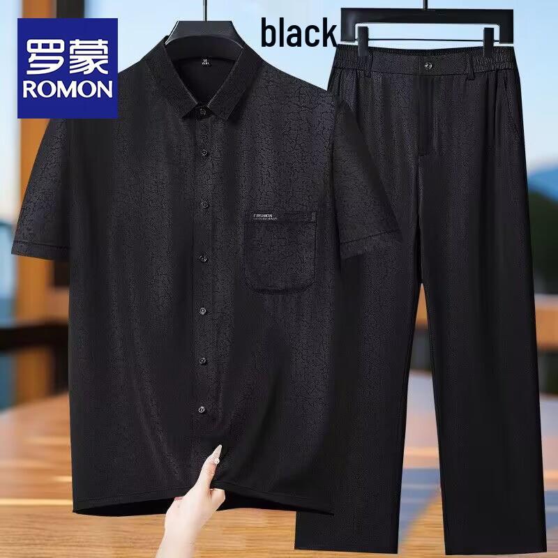 ROMON Men s Summer Ice Silk Two-Piece Casual Set 43/185