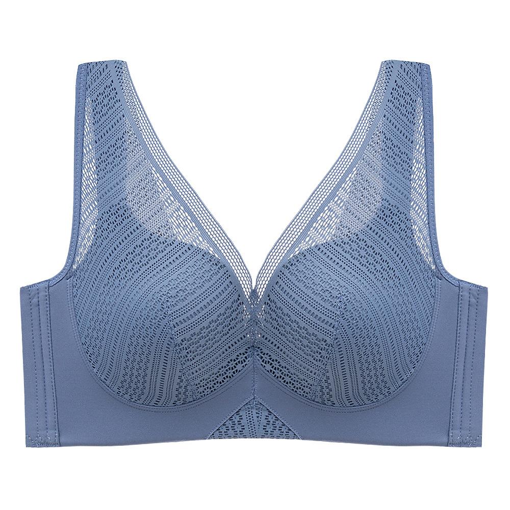 

Large size without steel rim underwear women s big breasts show small and thin styles gather anti-sagging bras 120E