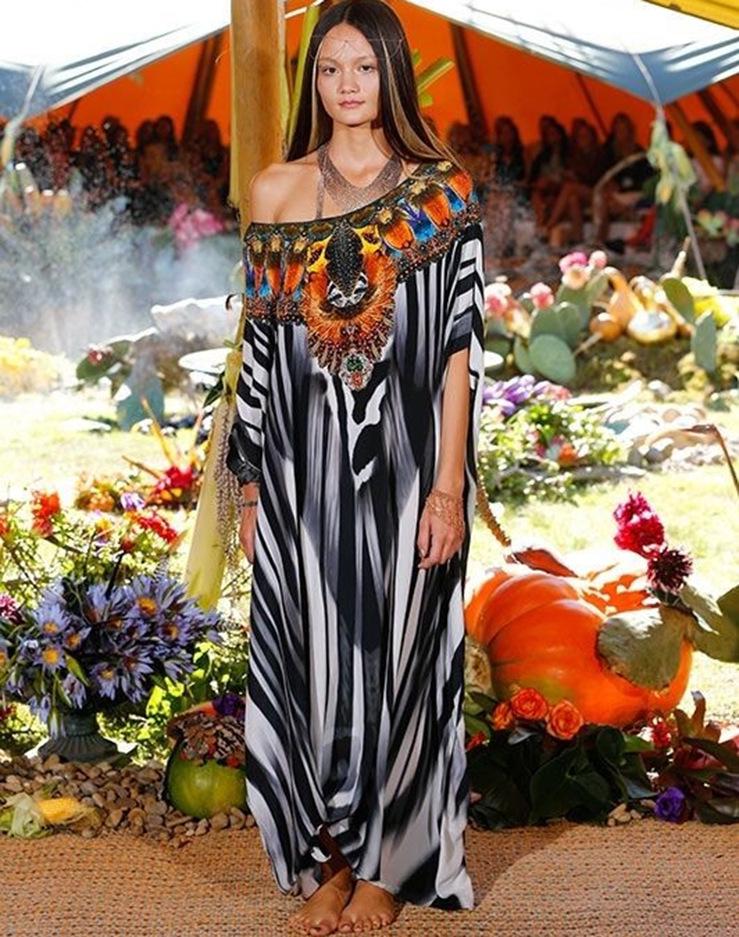 Indigo Floral Beach Robe: Loose Seaside Holiday Sunscreen Dress & Bikini Cover-up