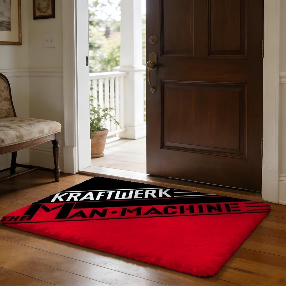 Fashion Band KKraftwerk Floor Mat Soft Flannel Absorbent Mat Non-Slip Rug Home Bedroom Bathroom