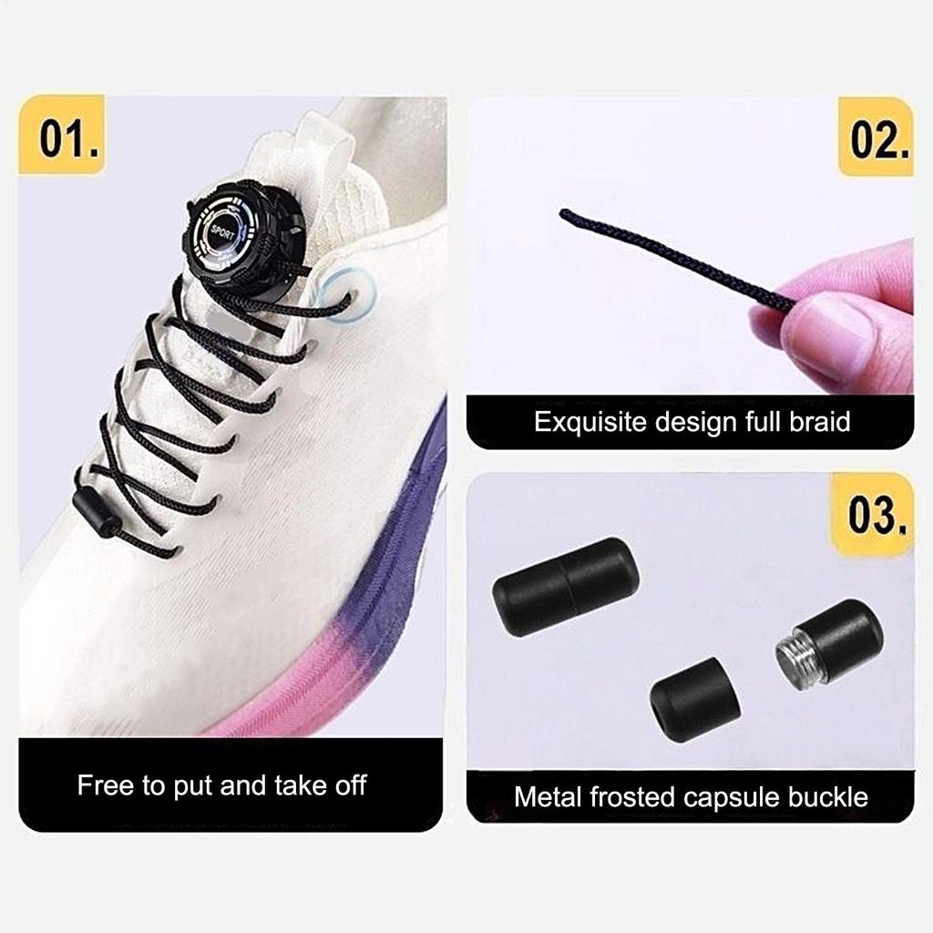 Shoe Laces for Sneakers No Tie Automatic Lock Rotating Buckle String Knob Style Shoe Laces for Men Women Youth Adults Travel