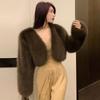 Autumn and Winter New Women's Short Environmentally Friendly Imitation Fox Jacket Young Plush Imitation Fur Top Fluffy Slim Fit