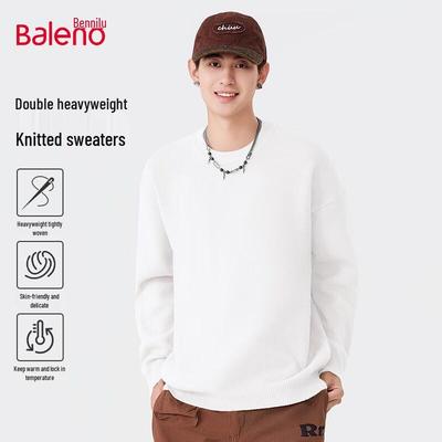 Baleno Men's Solid Color Round Neck Pullover Sweater