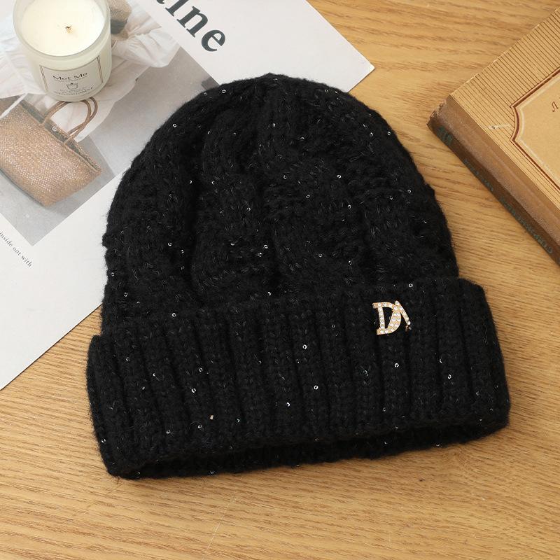 Autumn and winter hats women's fleece thickened rabbit fur knitted hats, ear protectors, warm wool hats, fashionable headgear hats
