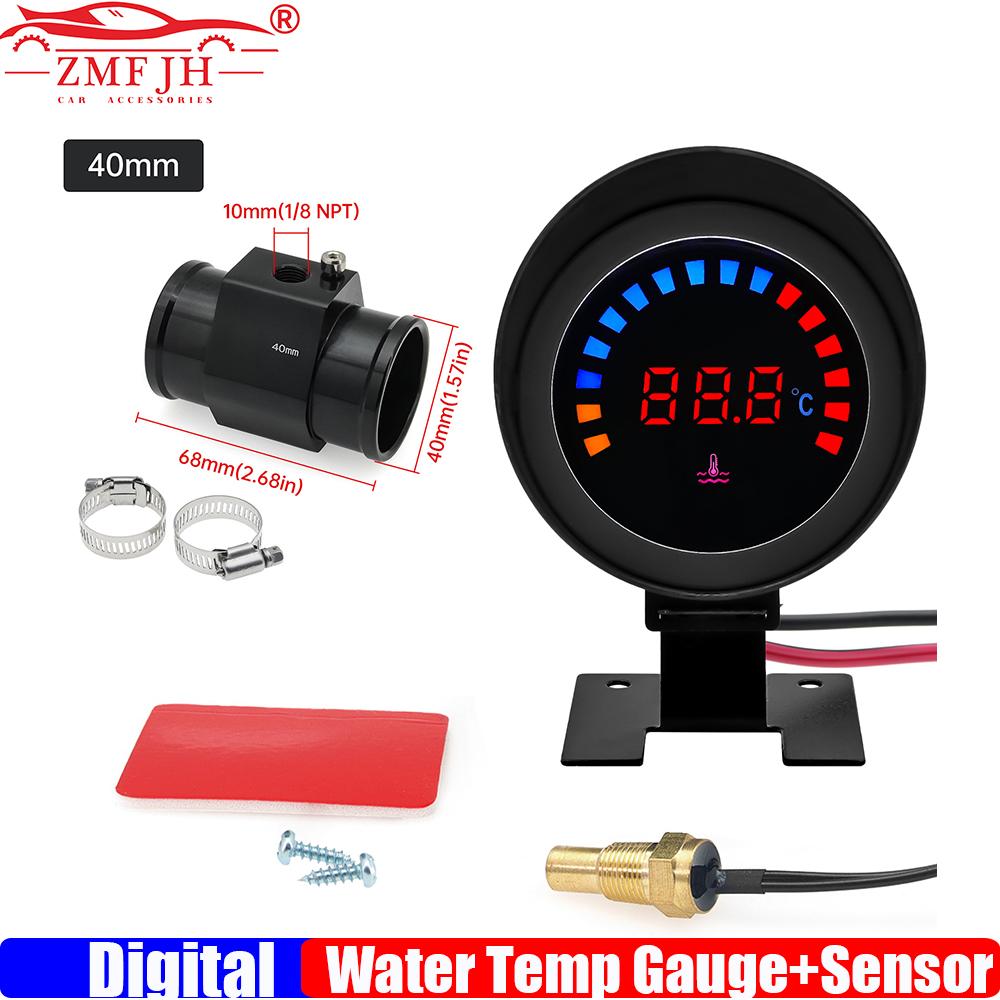 ZMFJH Digital Water Temperature Gauge with Flashing Alarm Water Temp Meter Sensor Adaptor Joint Pipe Sensor Radiator 26-40MM