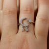 New Design Zircon Star Moon Open Ring For Women Luxury Fashion Stainless Steel Finger Ring Korean Jewelry Party Girl's Sexy Ring