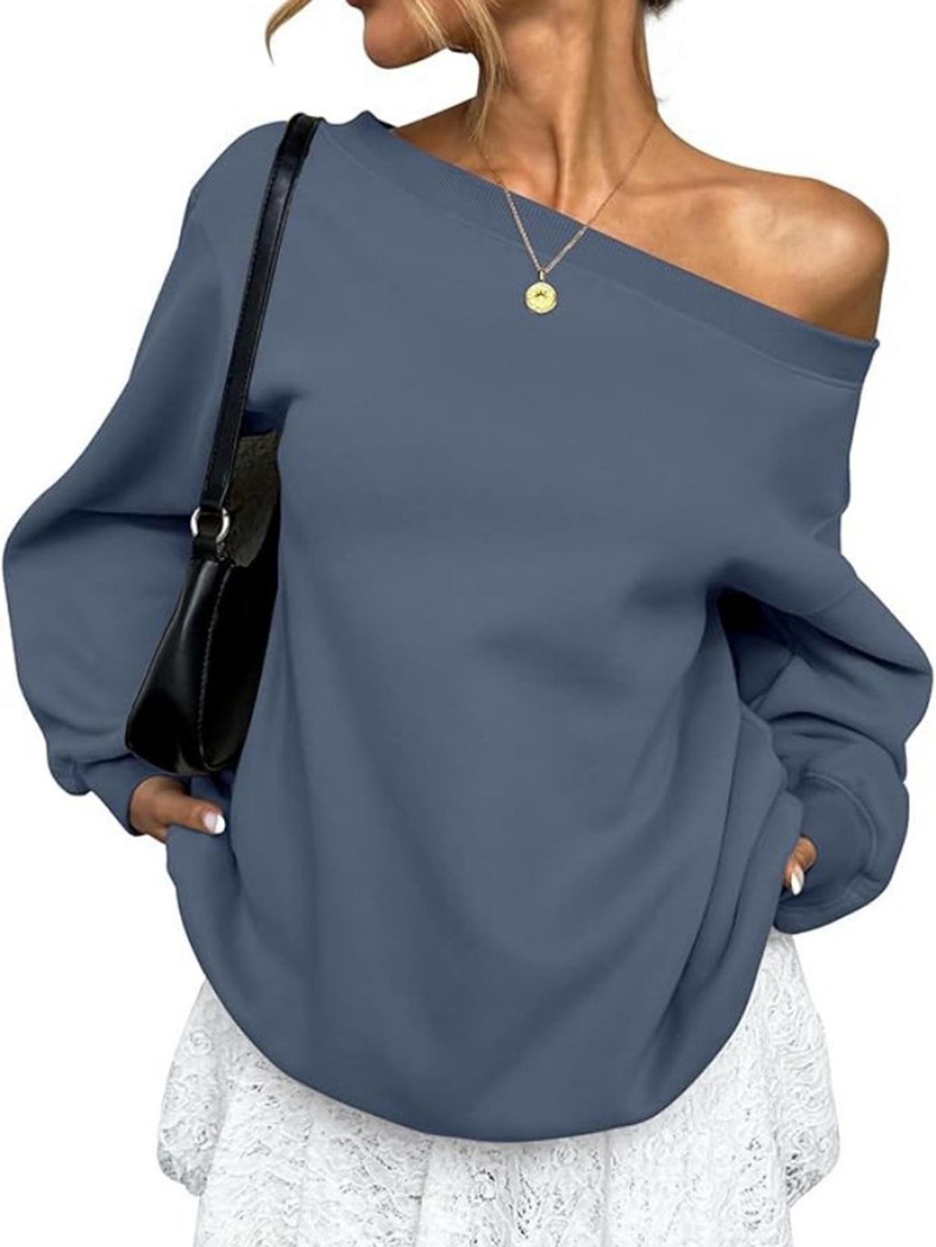 Women s Off-Shoulder Sweatshirt with Asymmetric Neckline XL