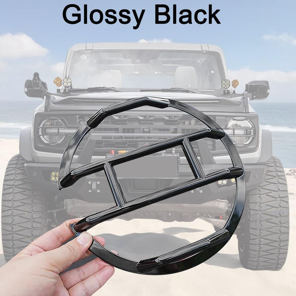 YOCTM for Ford Bronco Headlight Protective Cover | Glossy Front Headlamp Bezel Trim Fits Bronco Off-Road SUV 2021 2022 2023 2024 2025 Exterior
