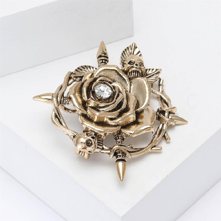 Stylish Skull Rose Brooch Unique Alloy Jewelry Fashion Brooch Clothing Jewelry Suitable for Music Festivals and Parties