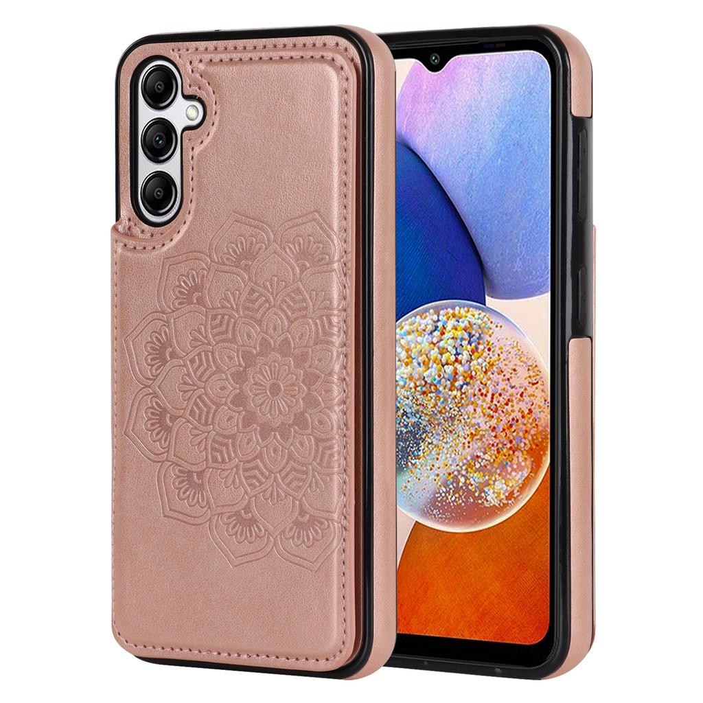 Pro Samsung Galaxy A14 5G/4G Kožené+TPU pouzdro Stojánek Vytištěná květina Mandala Skořápka telefonu