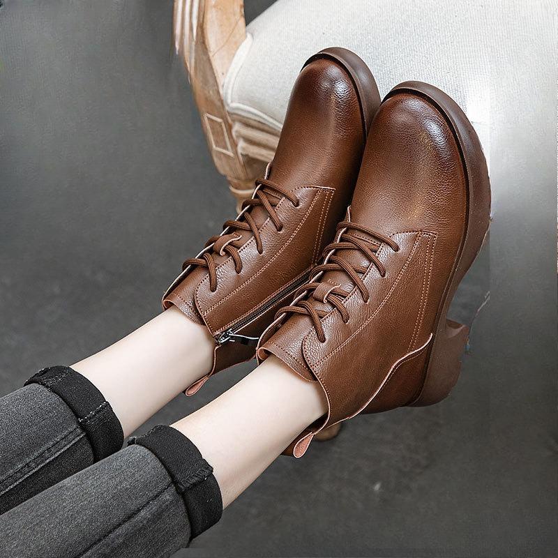 Retro Boots and Women's Shoes Are Versatile The Chunk-heeled Thick-soled Boots Are Breathable and Anti-slip