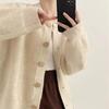 Spring and Autumn New Crew Neck Lazy Wind Single-breasted Solid Color Casual Knitted Cardigan Sweater Women's Jacket