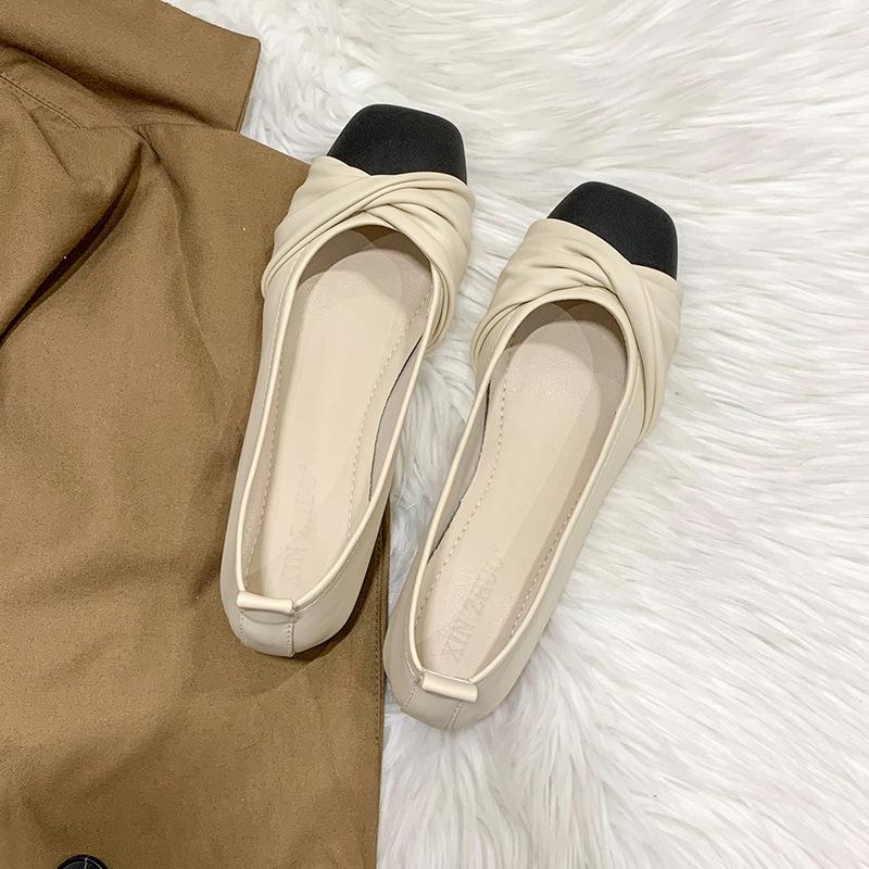 Khaki High-end British Style Square Head Flat-bottomed Ballet Women's Shoes 2025 New Models with Skirts Versatile Mary Jane Single Shoes