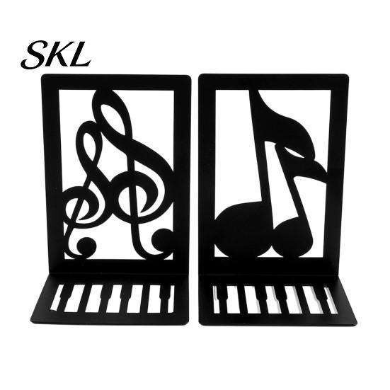 Music Decoration 1 Pair Metal Book Ends, Piano Musical Notes Decorative Bookend for Shelves, Heavy Cut Bookends Duty Holder Stand, Non-skid
