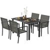 Outdoor Dining Set 5 Pieces Patio Conservatory With Tempered Glass Tabletop 4 Dining Chairs Grey