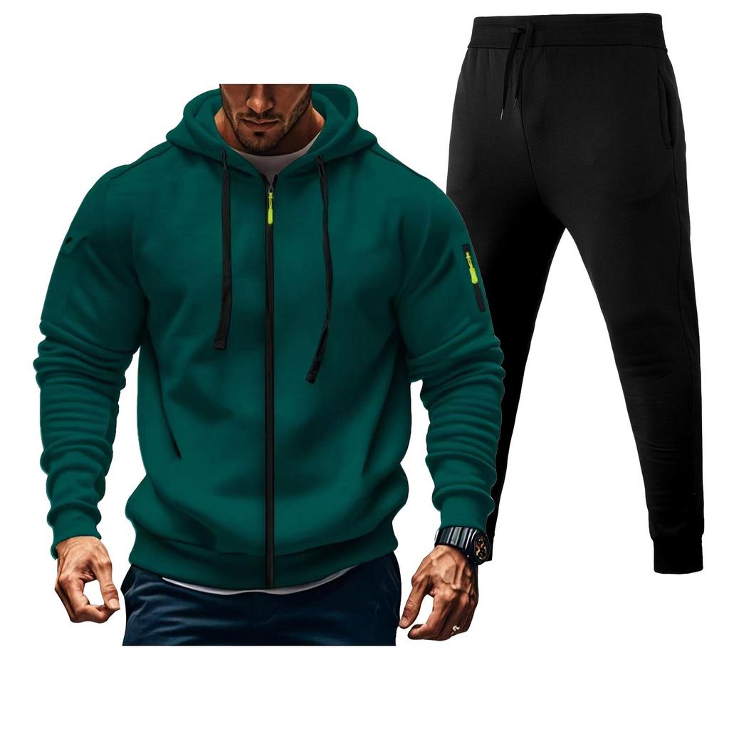 Herren 220g Kapuzenpullover mit Doppelreißverschluss und Jogginghosen-Set - Versand am selben Tag
