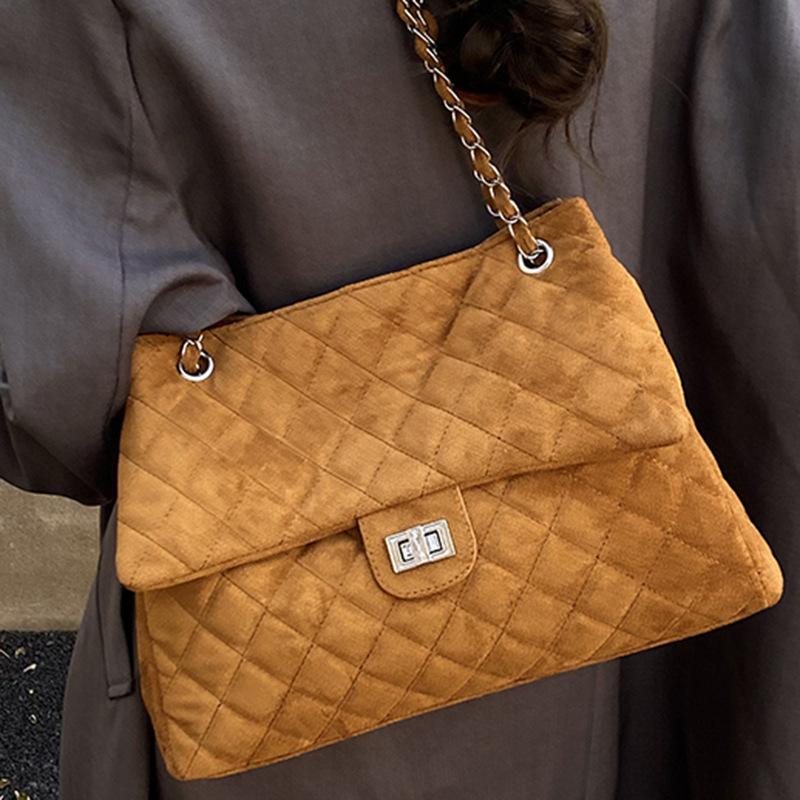 Modna torebka typu commuter z łańcuszkiem w kształcie diamentu, damska, zimowa, nowa torba typu tote, casualowa, prosta torba na ramię