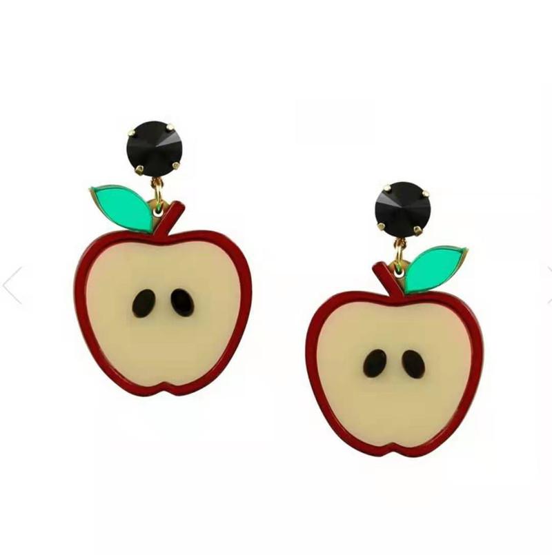 Trendy Funny Fruit Vegetables Acrylic Women's Drop Earrings Cute Strawberry Watermelon Lemon Cherry Dangle Earring Party Jewelry