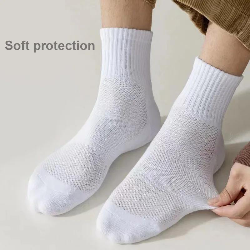 1pc 4pcs 5pcs 10pcs Socks Men's Cotton Spring Towel Bottom with Velvet Mid-tube White Stockings Thickened Sports Basketball Sock