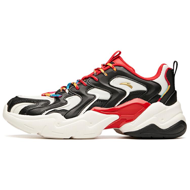 New Anta Slam Cushioning Wear Resistant Low Top Chunky Sneakers Men's White Black Red 112018882-7