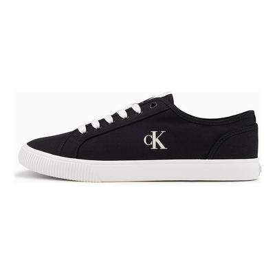 Round Toe Lace-Up Logo Low Top Canvas Sneakers Men Sneakers Black White YM01209-0GM