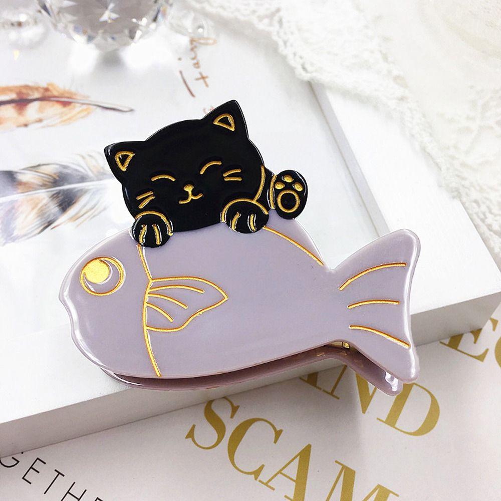 

Заколки для волос в японском стиле, держатель для хвоста, ацетатные заколки для волос в виде кошки, женские заколки для волос в виде корейской акулы