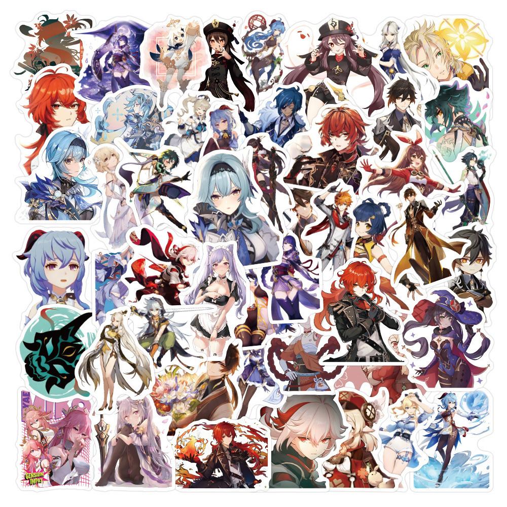 50 100 Stuks Leuke Game Genshin Impact Stickers Cartoon Decals Diy Laptop Telefoonhoes Auto Waterdicht Cool Anime Kinderen Sticker Speelgoed