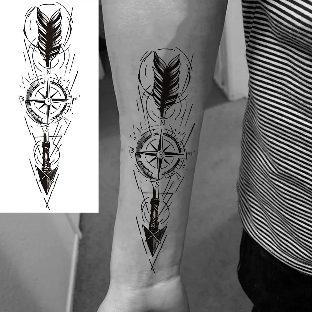 1 Foglio Tatuaggi Temporanei Vichingo Maori Drago Totem per Uomo Avambraccio Collo, Adesivi Tatuaggio Finti Temporanei Impermeabili Tatuaggi Realistici