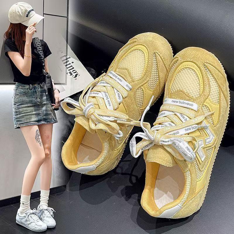 

New summer mesh breathable women s casual little white shoes versatile sports shoes women 40 жёлтый