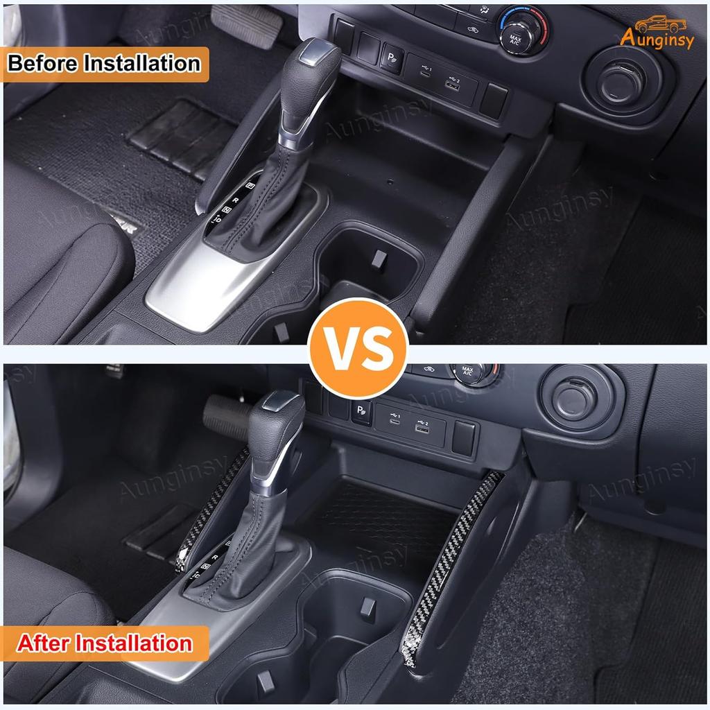 Aunginsy Center Console Side Gear Shift Panel Strips Trim Compatible with Nisan Frontier 2022 2023 2024 Carbon Fiber Central Control Gear Box Side