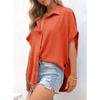2025 Summer Women's Casual Solid Color Button Short Sleeve Shirt
