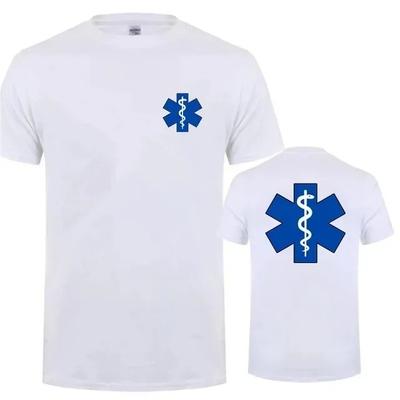 Camiseta Paramédico 2024 Verão Masculina Algodão Manga Curta Serviços Médicos de Emergência Camisetas Roupas Masculinas Tops OT-005