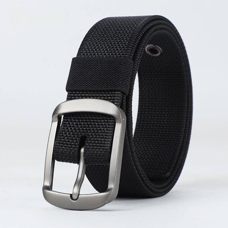 Men's Belts Solid Metal Buckle Wear-resistant Braided Nylon Band Durable Belts 120CM Versatile Belts