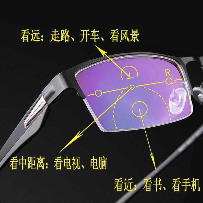 Metal business reading glasses, dual-use for near and far, photochromic reading glasses, anti-blue light glasses, protective eyewear, comfortable and