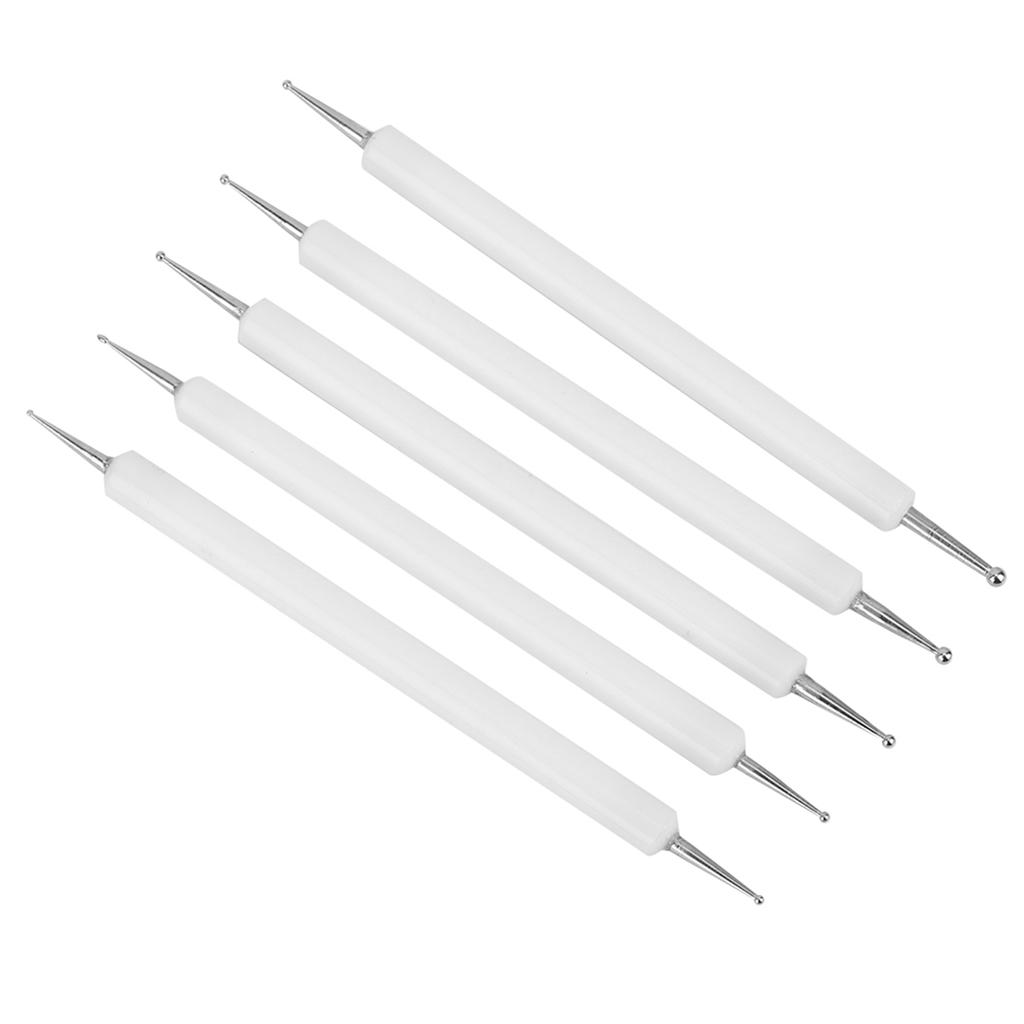 5Pcs Double End Acrylic Rod Round Head Clay Indentation Pen Sculpting Dotting Tool (Black)