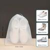 10Pcs White Portable Non-Woven Drawstring Shoe Bags, Anti-Yellowing Shoe Dust Covers for Travel & Storage