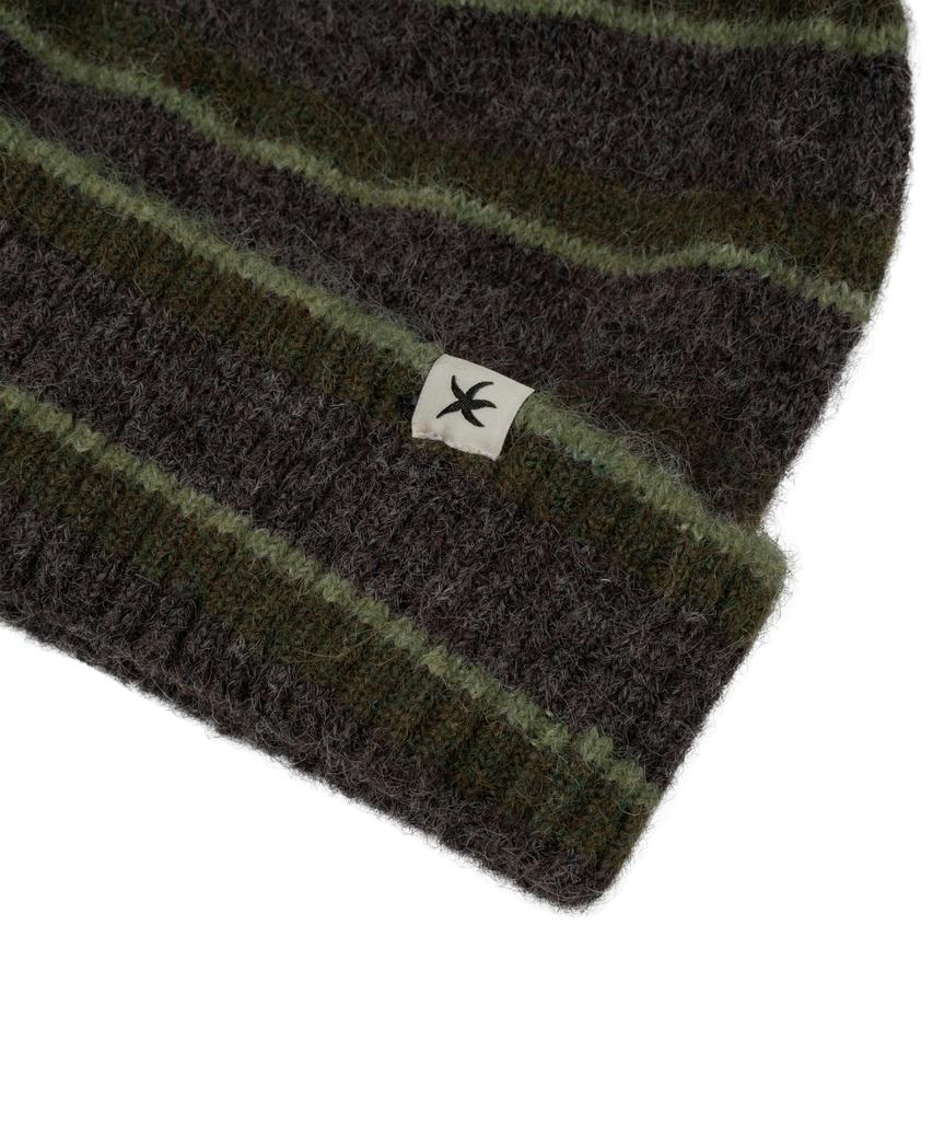 THE COLDEST MOMENT Tcm Mohair Stripe Beanie (Khaki)
