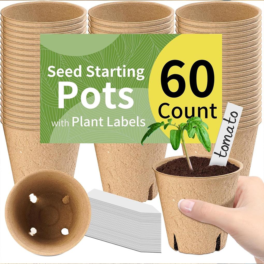60x Thickened 8 × 8 Round Seedling Cups For Healthy Plant Growth Biodegradable Forseed Starter Pots
