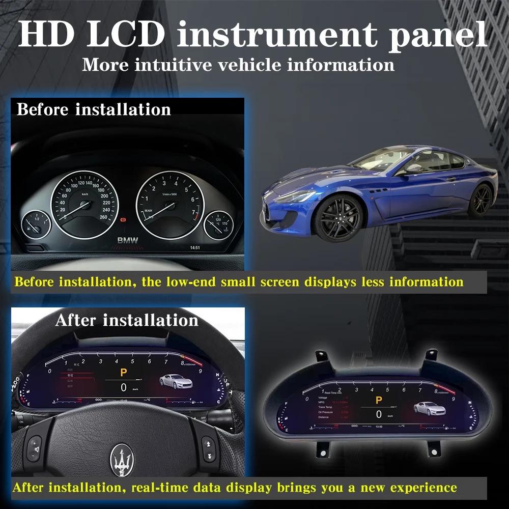 Maserati GT 2007-2018 Full LCD Dashboard Panel: Left Titanium, Right Titanium Universal.