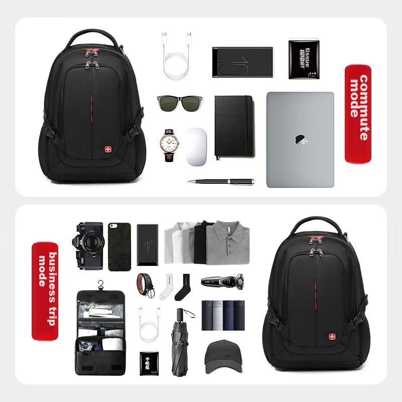 CROSSGEAR Swiss Military Knife Backpack for Men, 15.6-Inch Laptop Bag, Large Capacity Business Travel Schoolbag