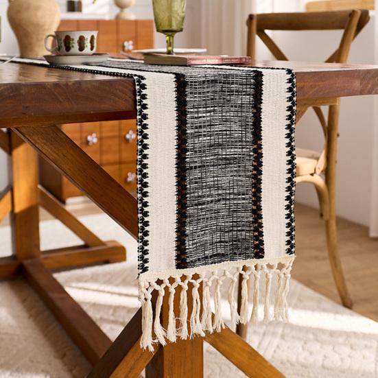 Bohemian Table Runner Striped Table Runner with Tassels Rustic Fringed Table Runner for Home Farmhouse Dining Table Decor