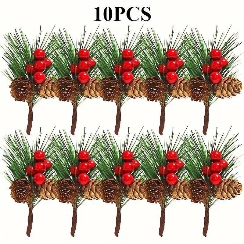 

10pcs Artificial Berry Picks, Holly Branches for winter Tree Decor, Pine Needle Branches,Mini festival Decoration