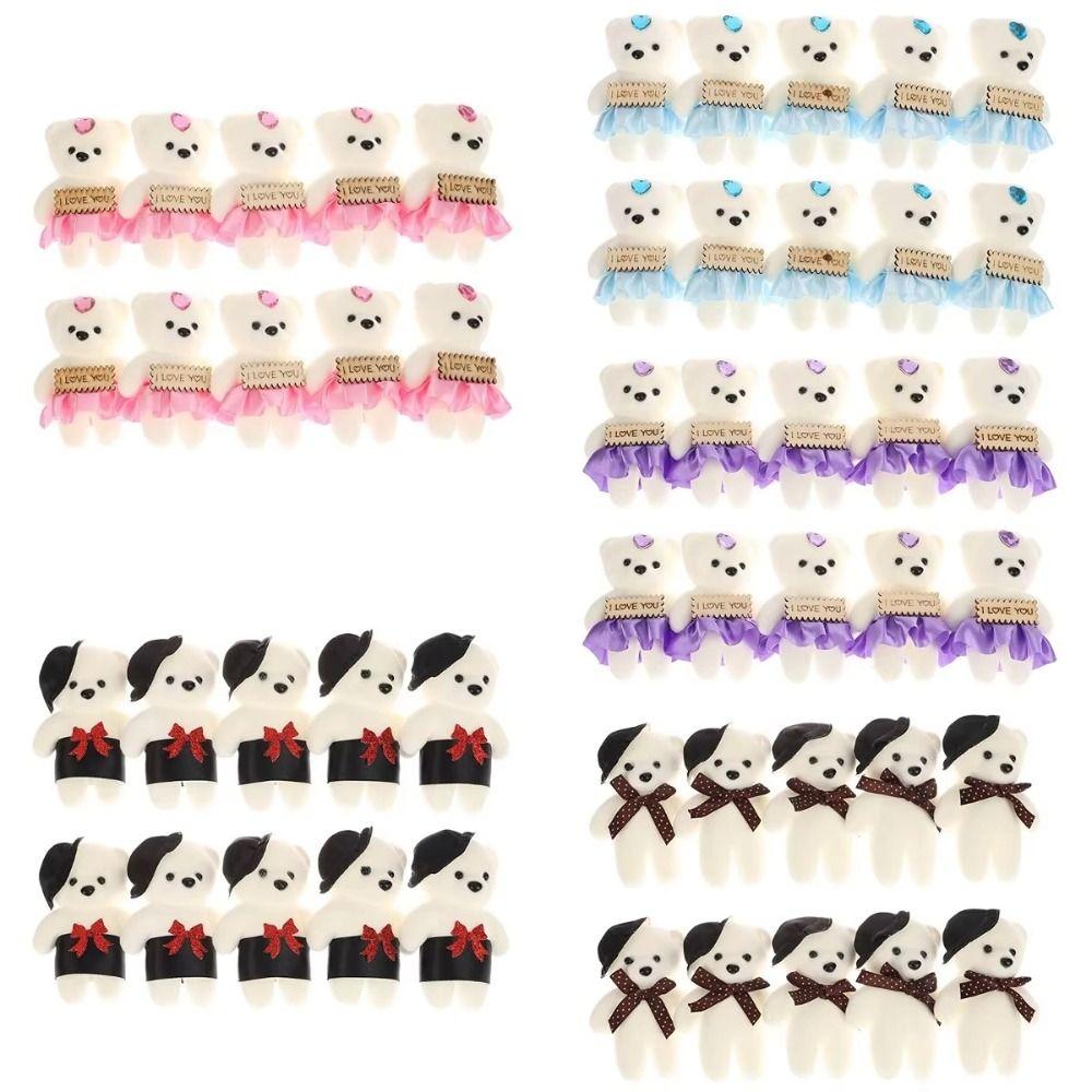 10pcs/set Plush Animal Mini Bear Flower Bouquet Foam Bear Cartoon Bouquet Doll  Girl Birthday Gift